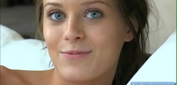 Sexy natural big tit amateur brunette Lana enjoy talking about her sex life and how naughty she is in bed
